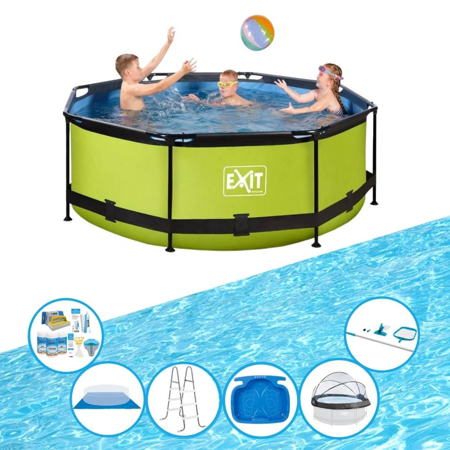 EXIT Toys Exit Zwembad Lime - ø244x76 Cm - Frame Pool - Met Toebehoren - Groen