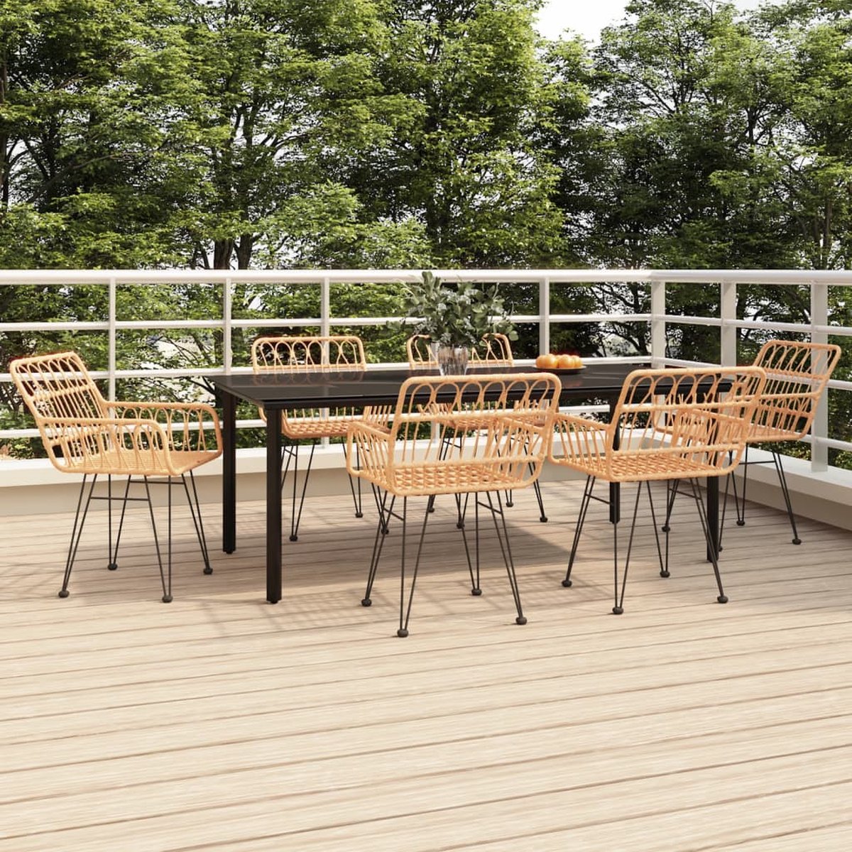 Vidaxl 7-delige Tuinset Poly Rattan - Marrón