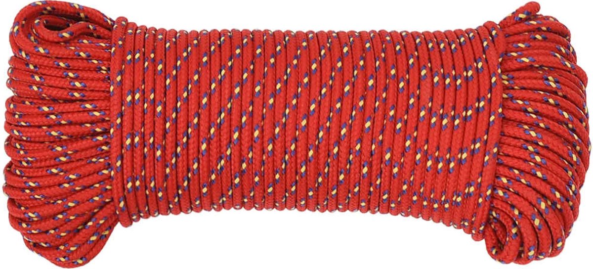 Vidaxl Boottouw 4 Mm 25 M Polypropyleen - Rood