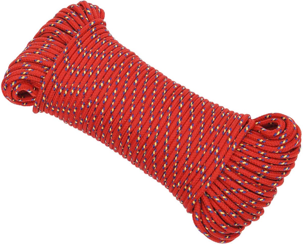 Vidaxl Boottouw 4 Mm 25 M Polypropyleen - Rood