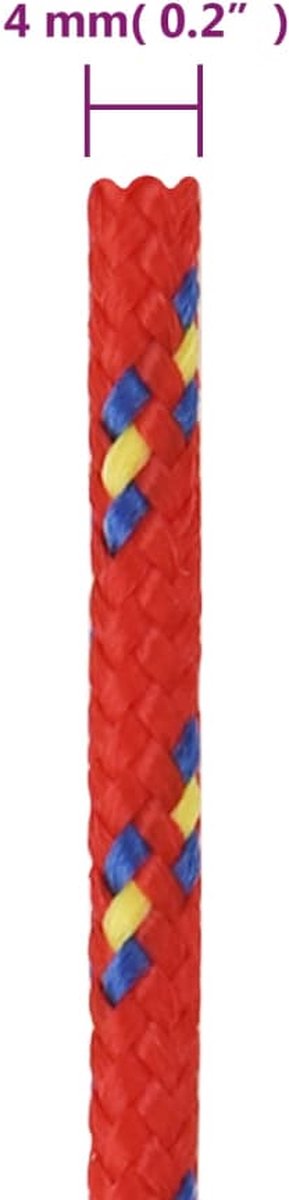 Vidaxl Boottouw 4 Mm 25 M Polypropyleen - Rood