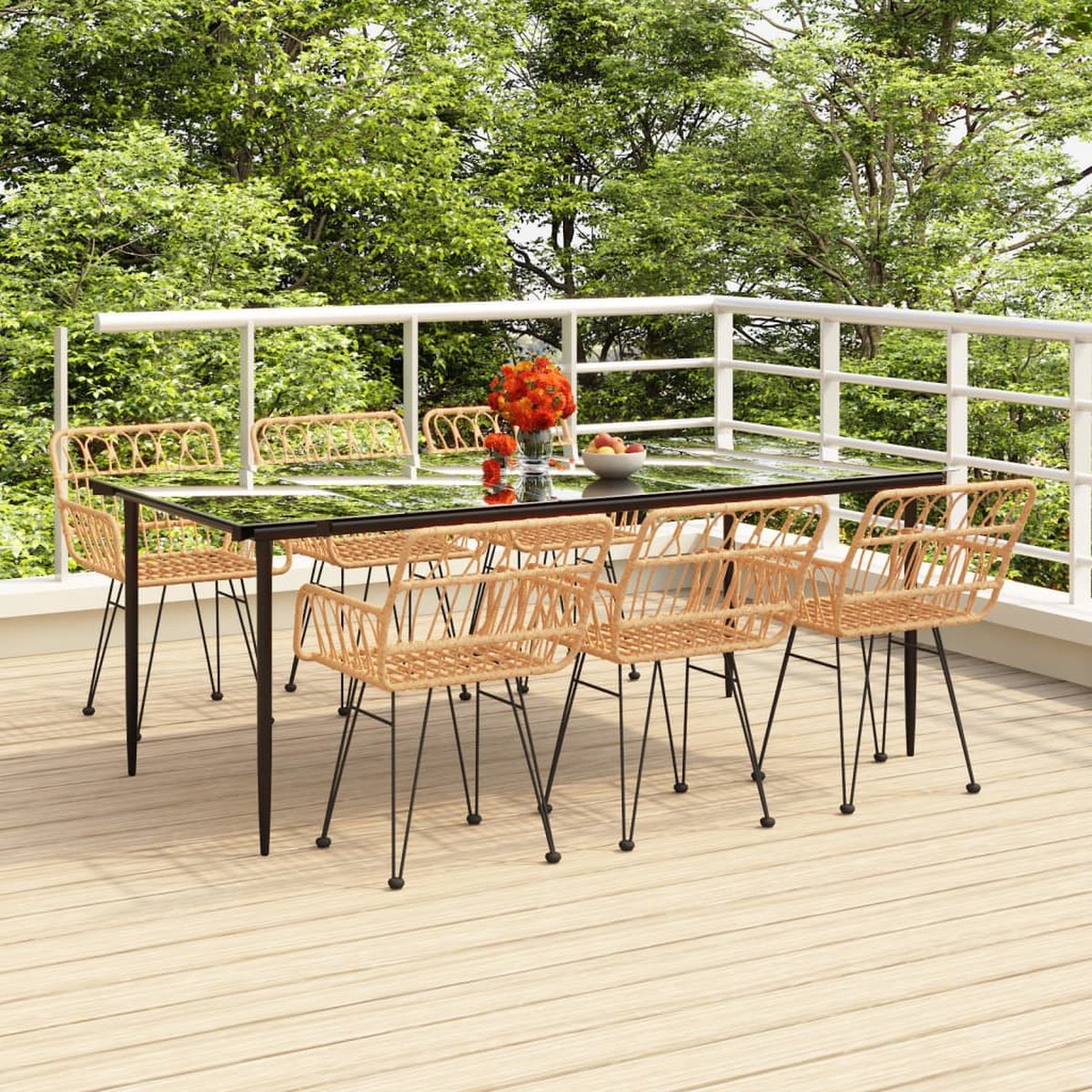 Vidaxl 7-delige Tuinset Poly Rattan - Bruin