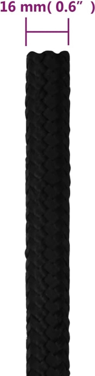 Vidaxl Werktouw 16 Mm 25 M Polyester - Zwart