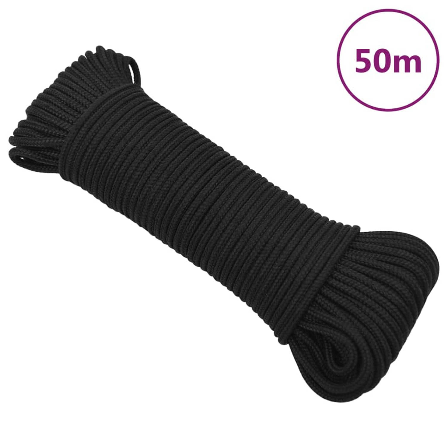 Vidaxl Boottouw 3 Mm 50 M Polypropeen - Zwart