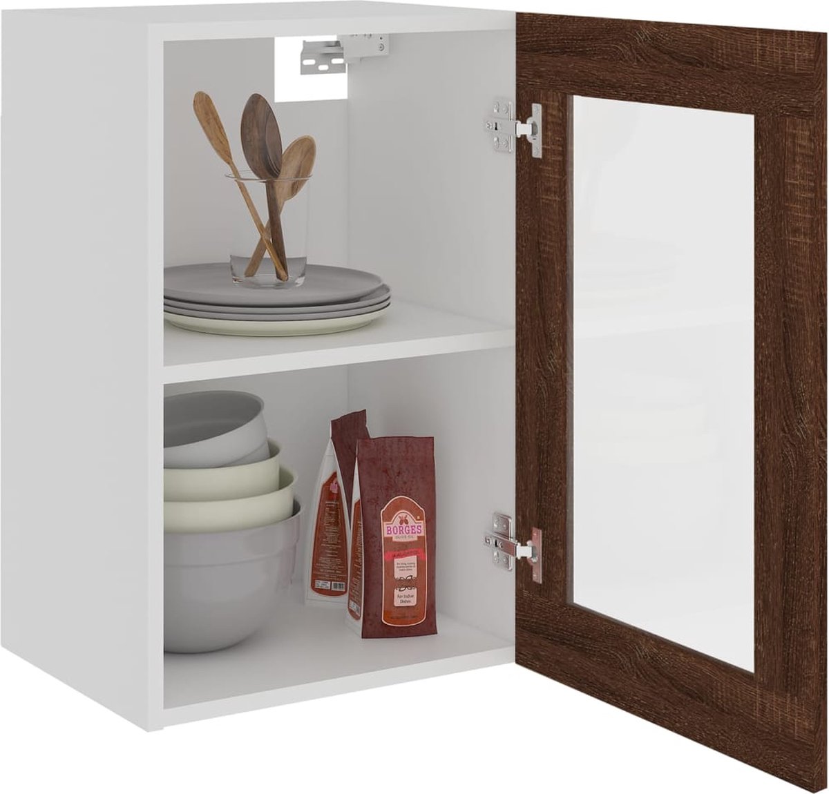 Vidaxl Wandkast 40x31x60 Cm Glas En Bewerkt Houteikenkleurig - Bruin