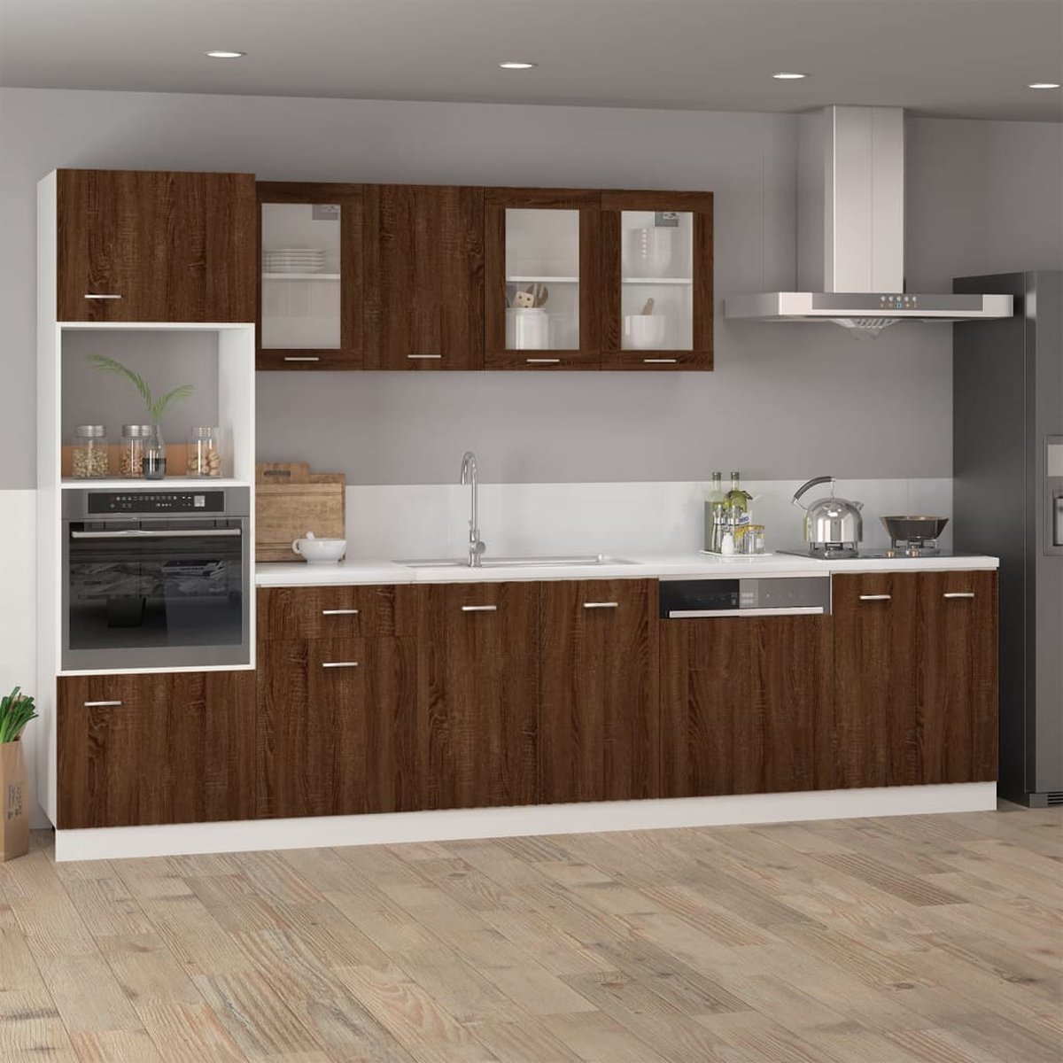 Vidaxl Wandkast 40x31x60 Cm Glas En Bewerkt Houteikenkleurig - Bruin