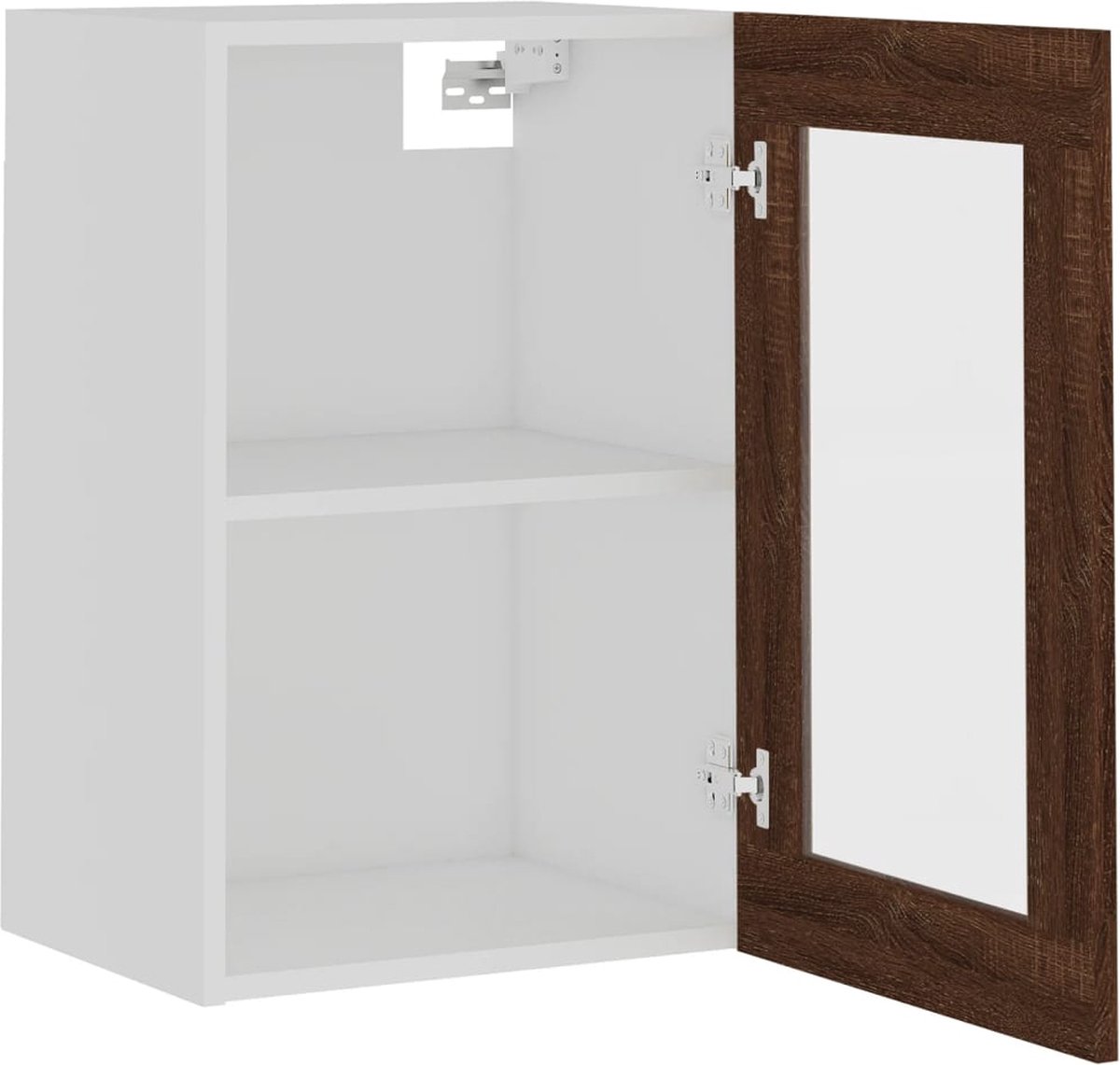 Vidaxl Wandkast 40x31x60 Cm Glas En Bewerkt Houteikenkleurig - Bruin