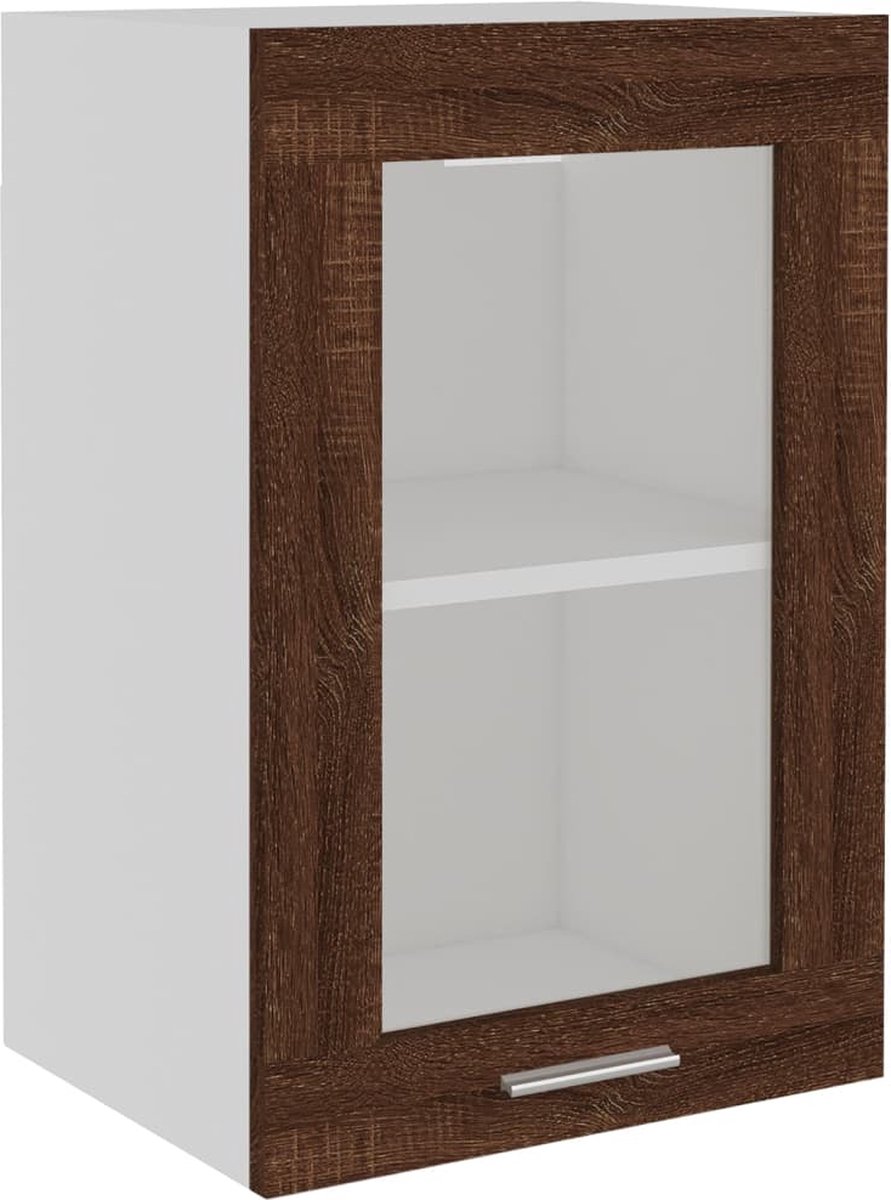 Vidaxl Wandkast 40x31x60 Cm Glas En Bewerkt Houteikenkleurig - Bruin
