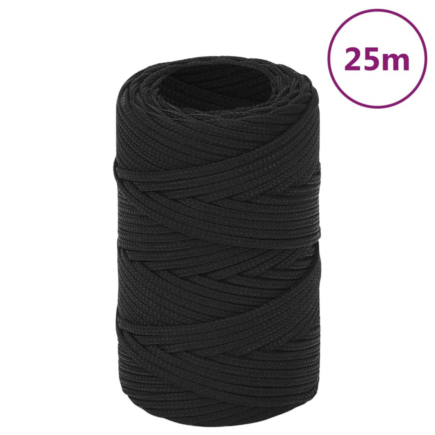 Vidaxl Boottouw 2 Mm 25 M Polypropeen - Zwart