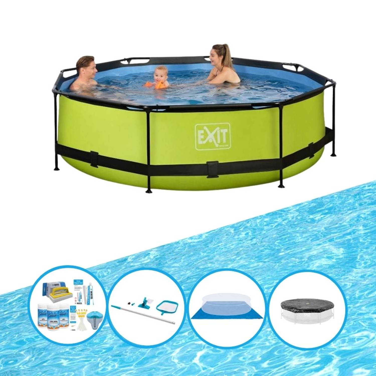 EXIT Toys Exit Zwembad Lime - Frame Pool ø300x76cm - Zwembadpakket - Groen