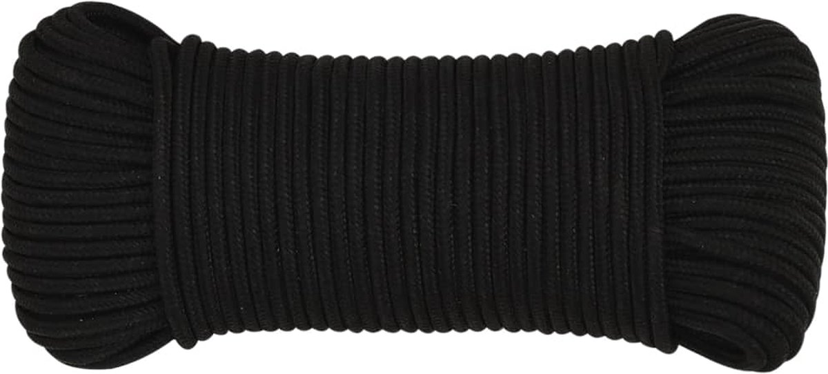 Vidaxl Werktouw 3 Mm 25 M Polyester - Zwart