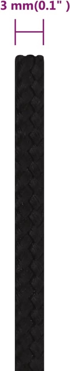 Vidaxl Werktouw 3 Mm 25 M Polyester - Zwart