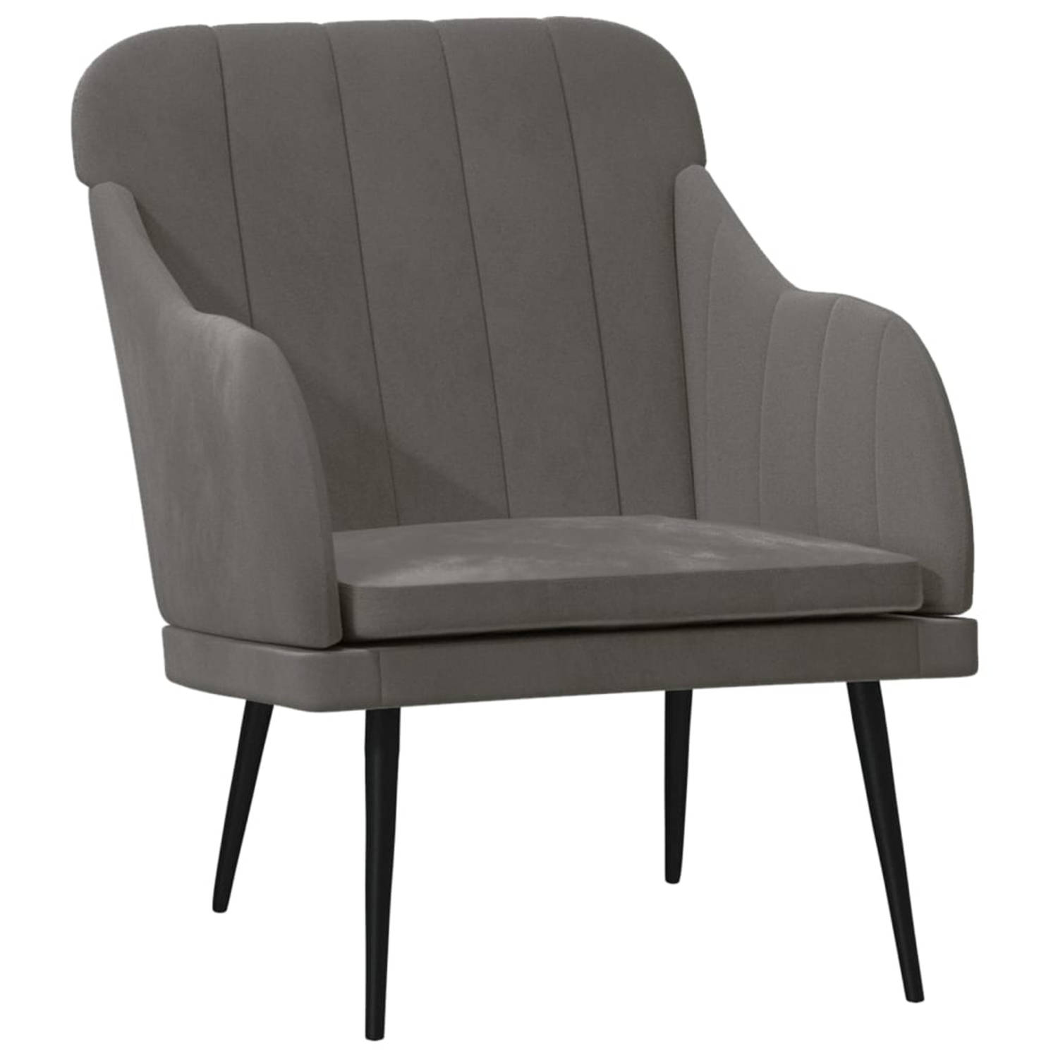 Vidaxl Fauteuil 63x76x80 Cm Fluweel Donker - Grijs