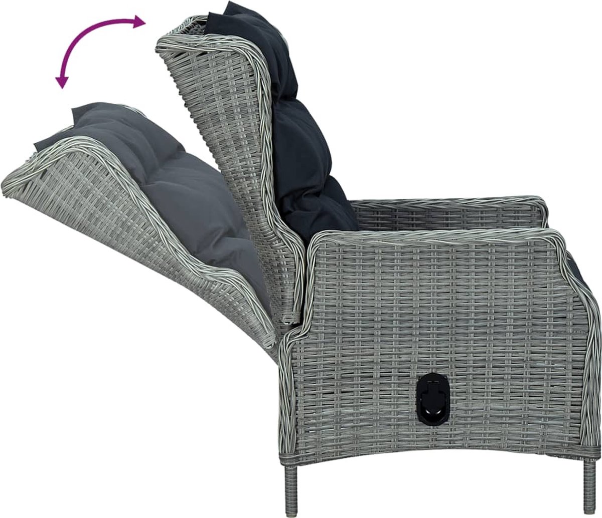 Vidaxl 7-delige Tuinset Poly Rattan Licht - Grijs