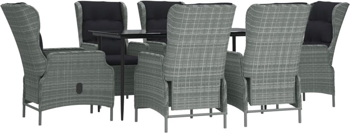 Vidaxl 7-delige Tuinset Poly Rattan Licht - Grijs
