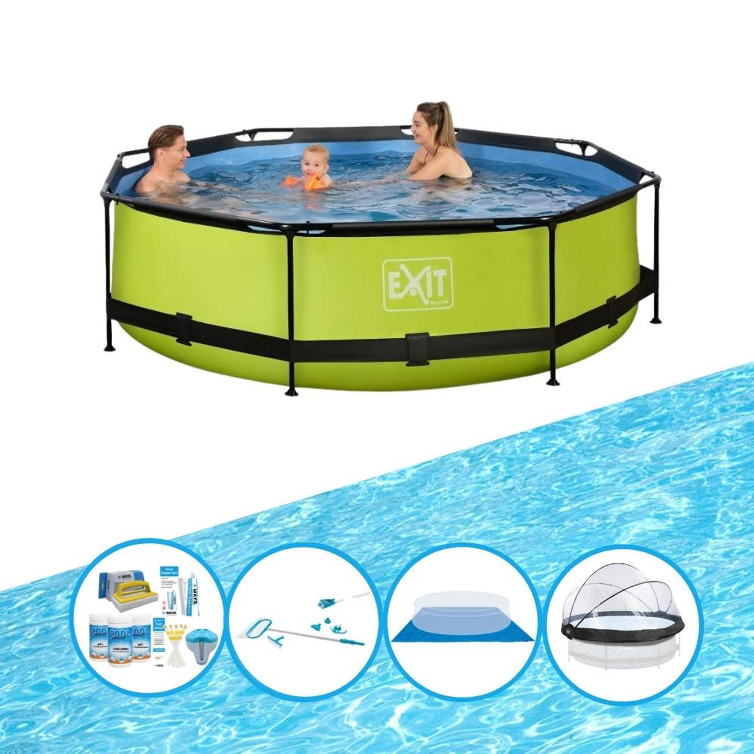 EXIT Toys Exit Zwembad Lime - ø300x76 Cm - Frame Pool - Compleet Zwembadpakket - Groen