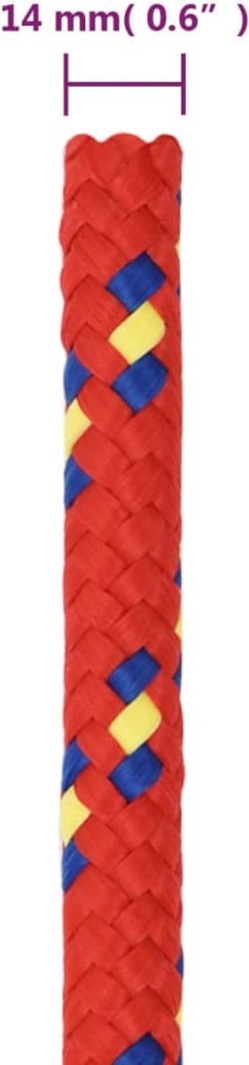 Vidaxl Boottouw 14 Mm 25 M Polypropyleen - Rood