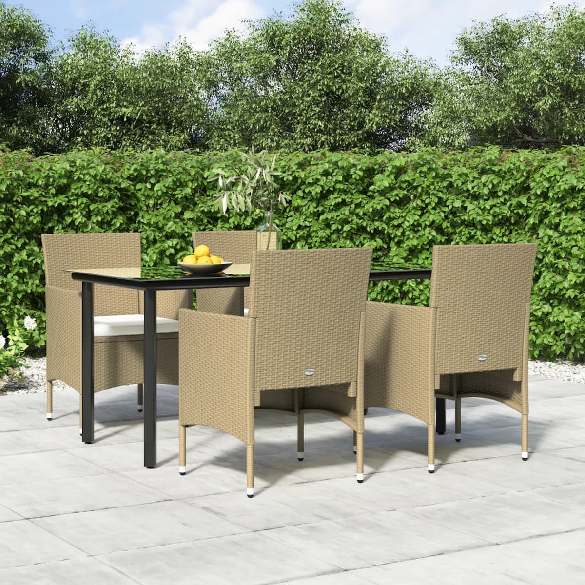 Vidaxl 5-delige Tuinset Met Kussens En Zwart - Beige