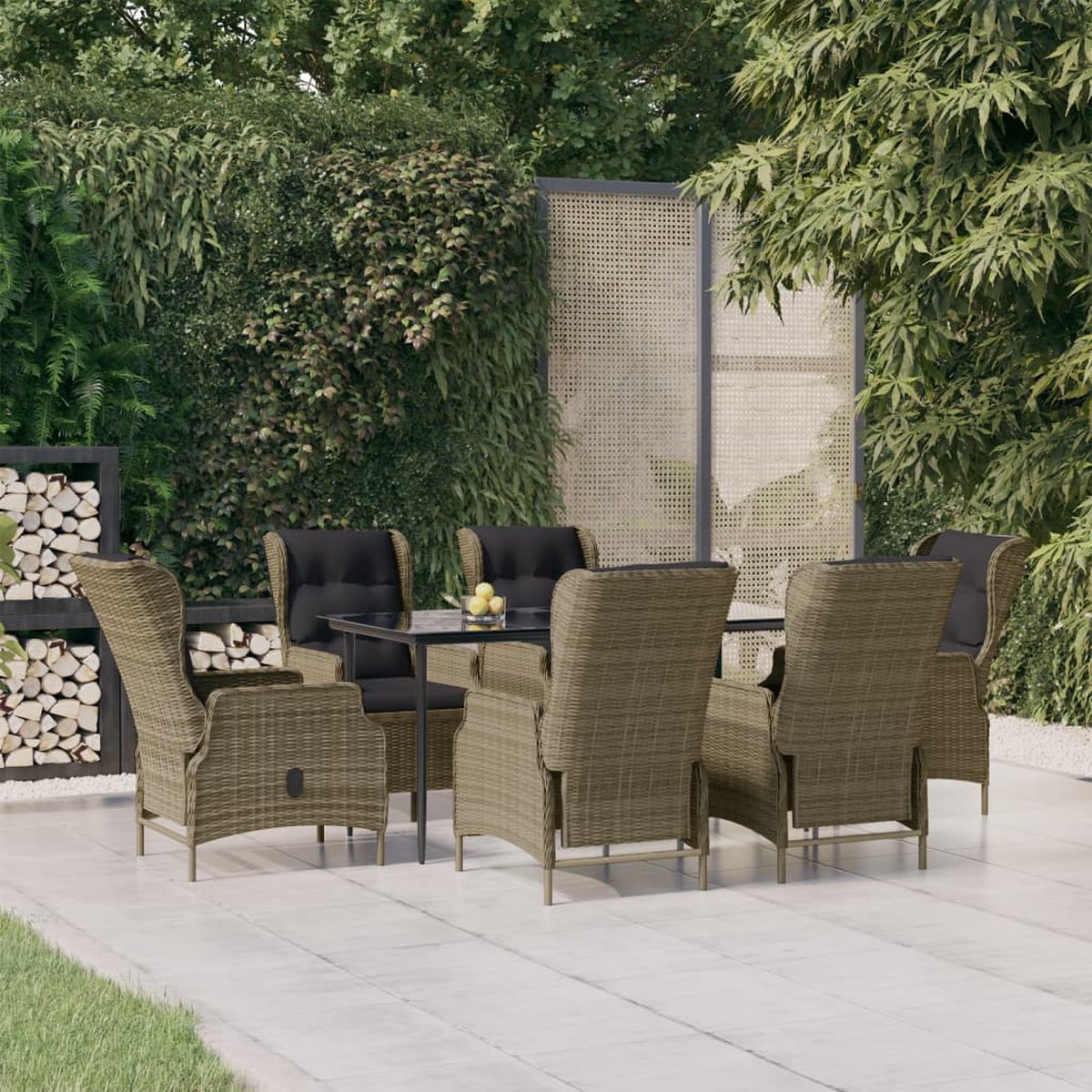 Vidaxl 7-delige Tuinset Poly Rattan - Bruin