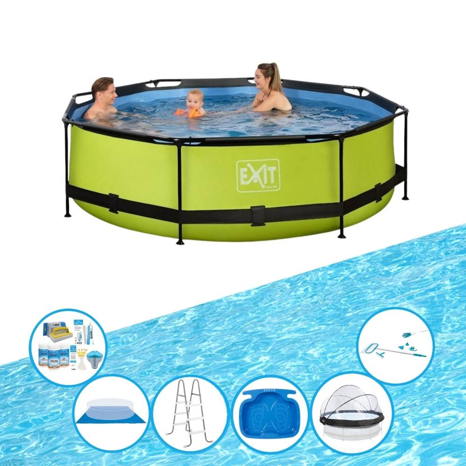 EXIT Toys Exit Zwembad Lime - ø300x76 Cm - Frame Pool - Zwembadset - Groen