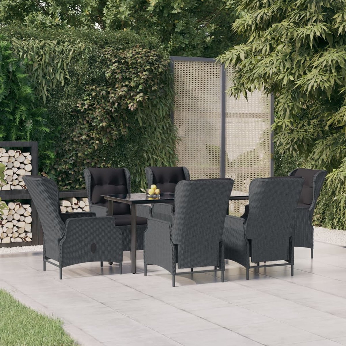 Vidaxl 7-delige Tuinset Poly Rattan Donker - Gris