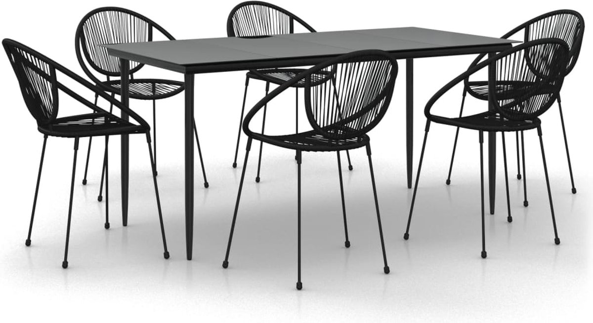 Vidaxl 7-delige Tuinset Pvc-rattan - Zwart