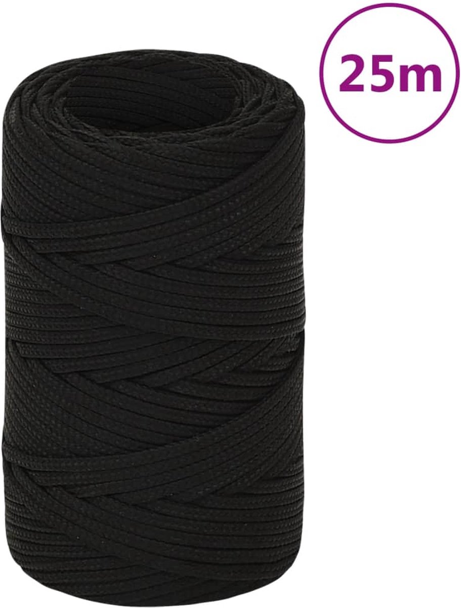 Vidaxl Werktouw 2 Mm 25 M Polyester - Zwart