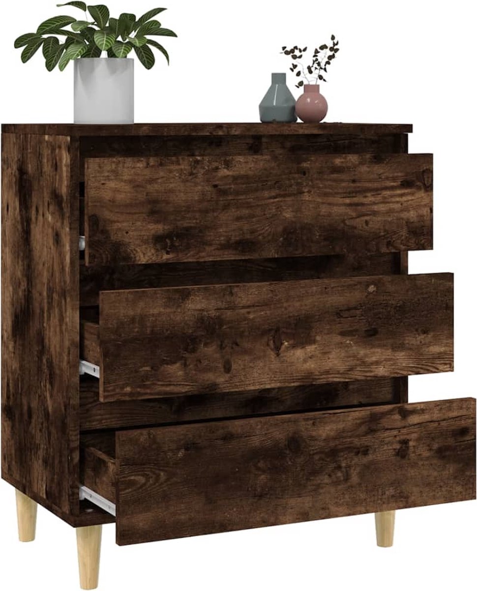 Vidaxl Dressoir 60x35x70 Cm Bewerkt Hout Gerookt Eikenkleurig - Bruin