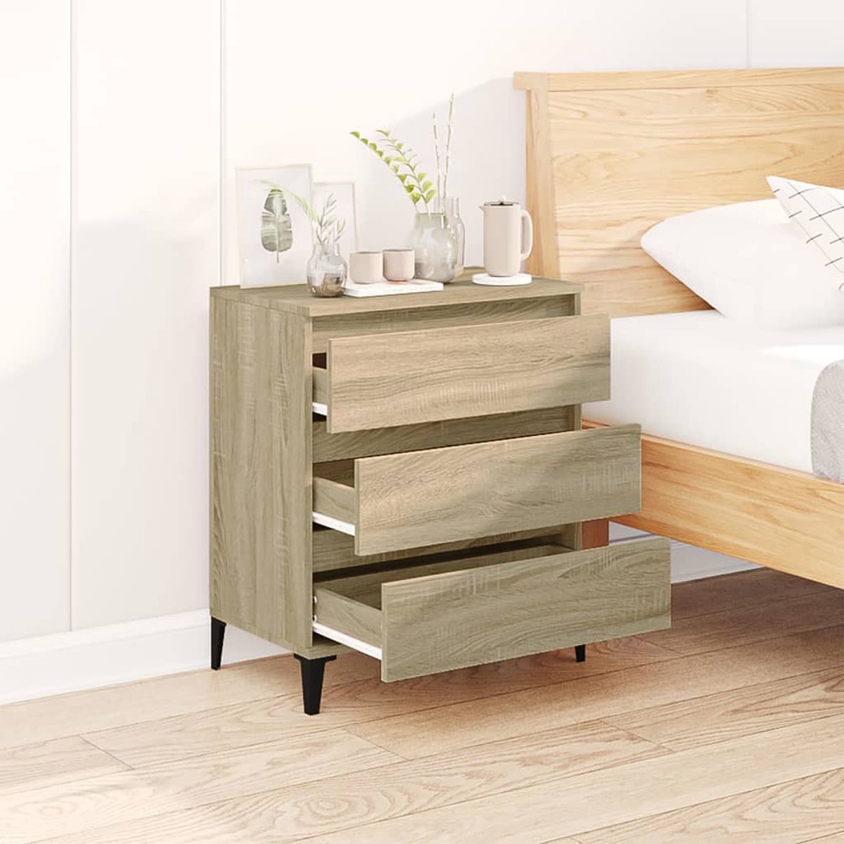 Vidaxl Dressoir 60x35x70 Cm Bewerkt Hout Sonoma Eikenkleurig - Bruin