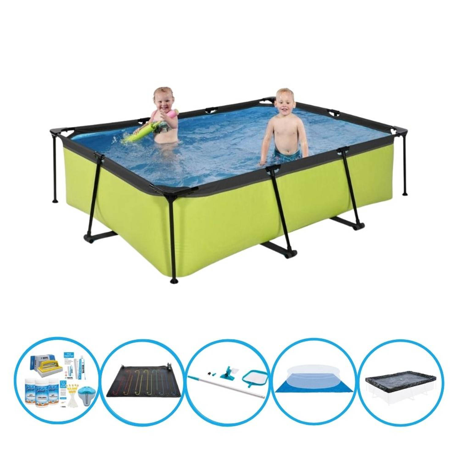 EXIT Toys Exit Zwembad Lime - Frame Pool 220x150x60 Cm - Inclusief Accessoires - Groen