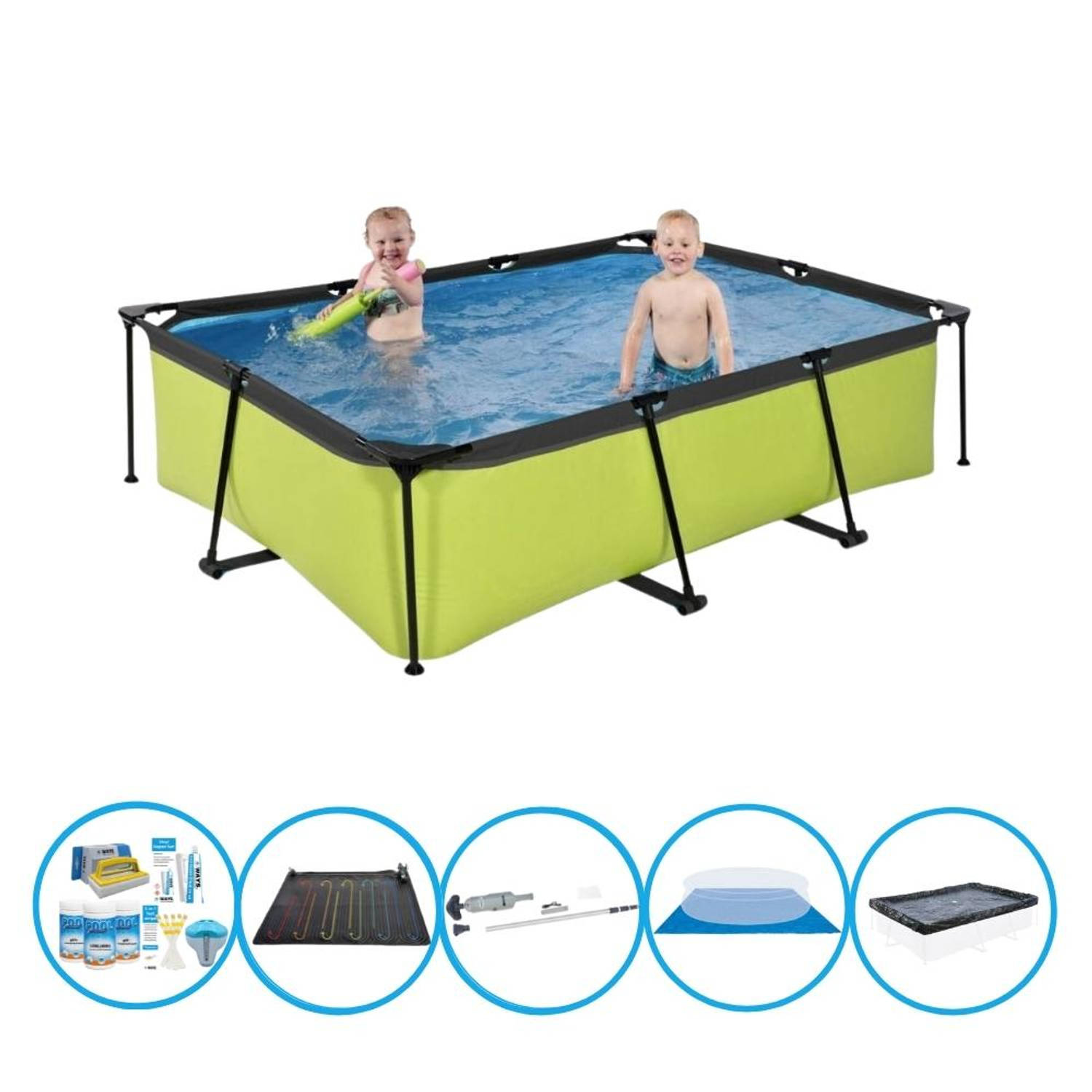 EXIT Toys Exit Zwembad Lime - Frame Pool 220x150x60 Cm - Met Accessoires - Groen