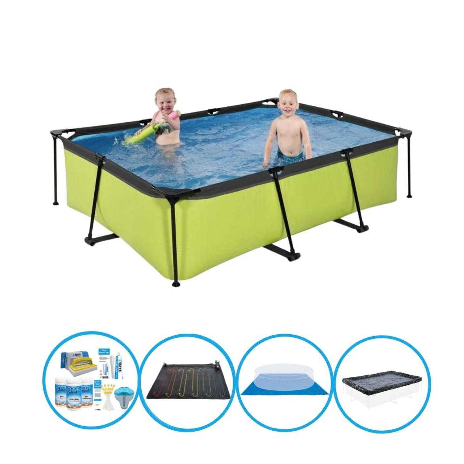 EXIT Toys Exit Zwembad Lime - Frame Pool 220x150x60 Cm - Met Bijbehorende Accessoires - Groen