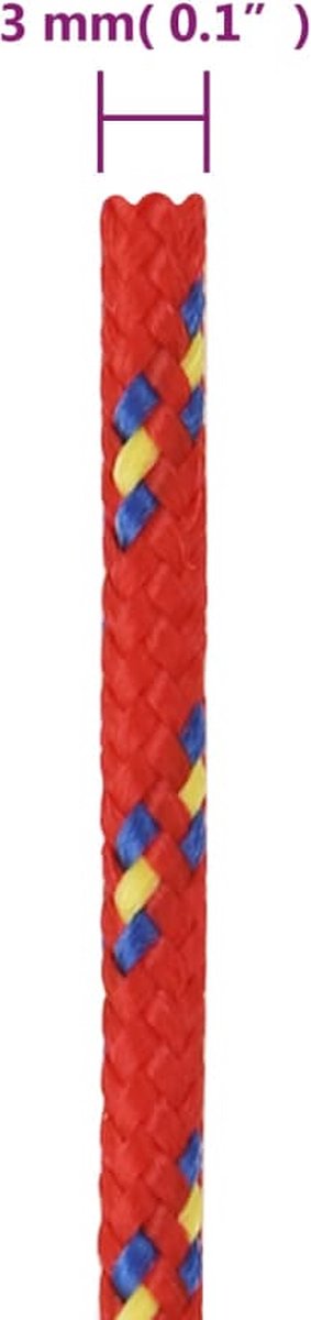 Vidaxl Boottouw 3 Mm 250 M Polypropyleen - Rood