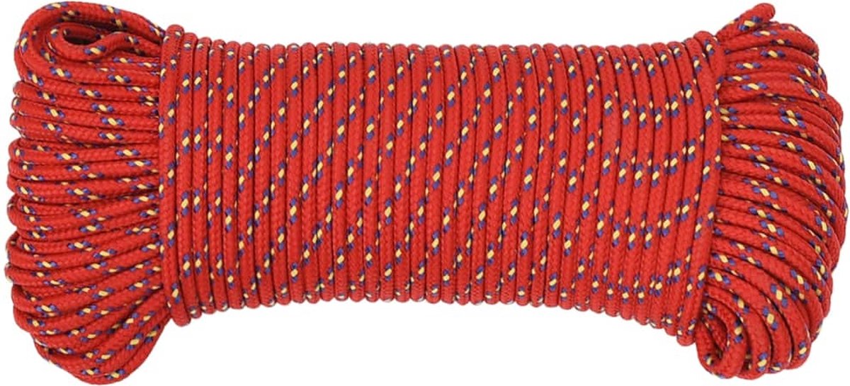 Vidaxl Boottouw 3 Mm 250 M Polypropyleen - Rood