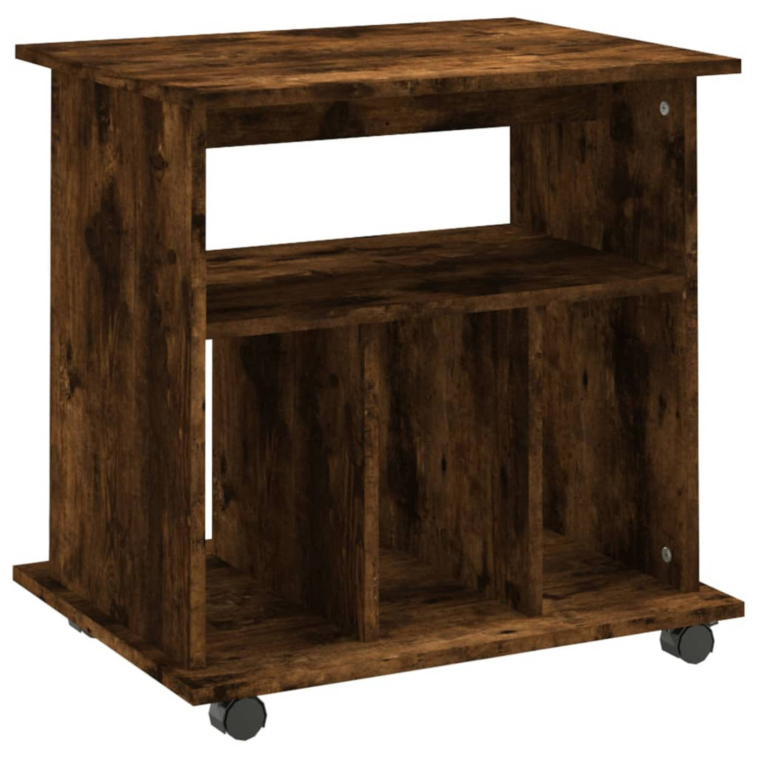 Vidaxl Kast Verrijdbaar 60x45x60 Cm Bewerkt Hout Gerookt Eikenkleurig - Bruin