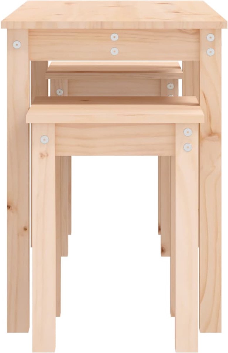 Vidaxl Tafeltjesset 3 St Massief Grenenhout - Bruin