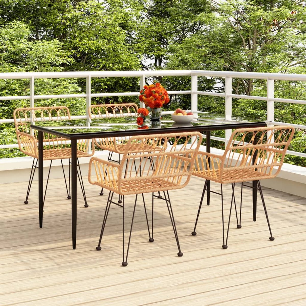 Vidaxl 5-delige Tuinset Poly Rattan - Marrón