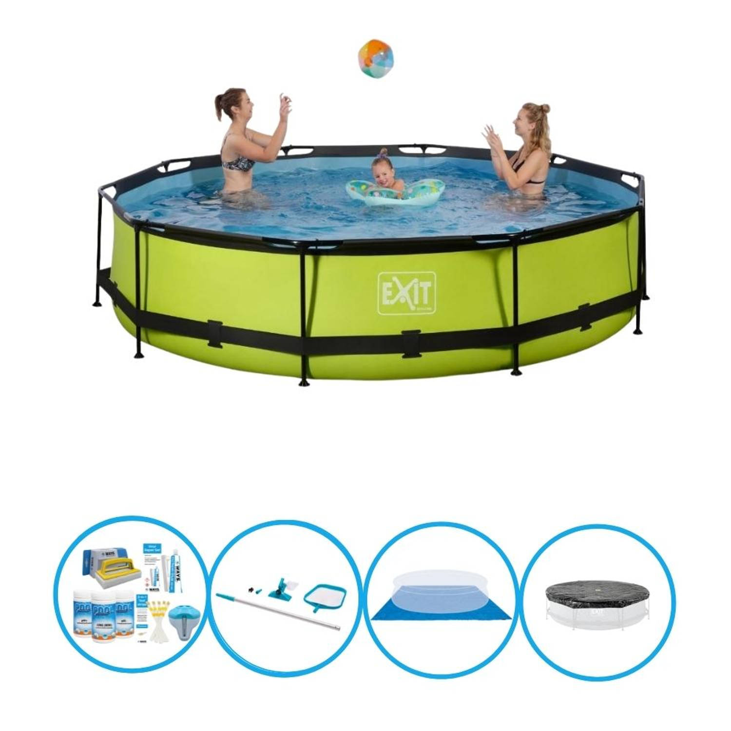 EXIT Toys Exit Zwembad Lime - Frame Pool ø360x76cm - Zwembadpakket - Groen