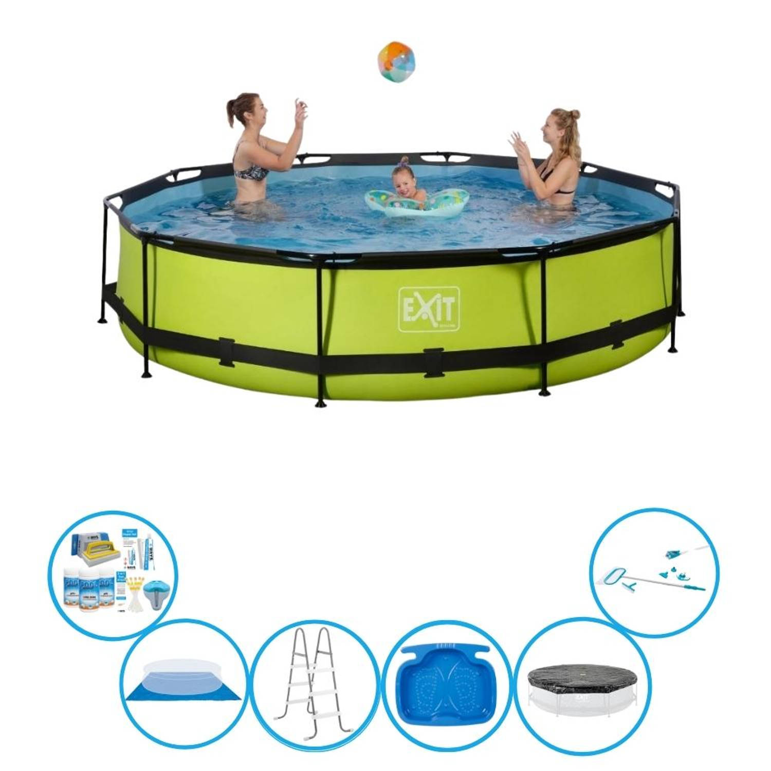 EXIT Toys Exit Zwembad Lime - Frame Pool ø360x76cm - Zwembadset - Groen