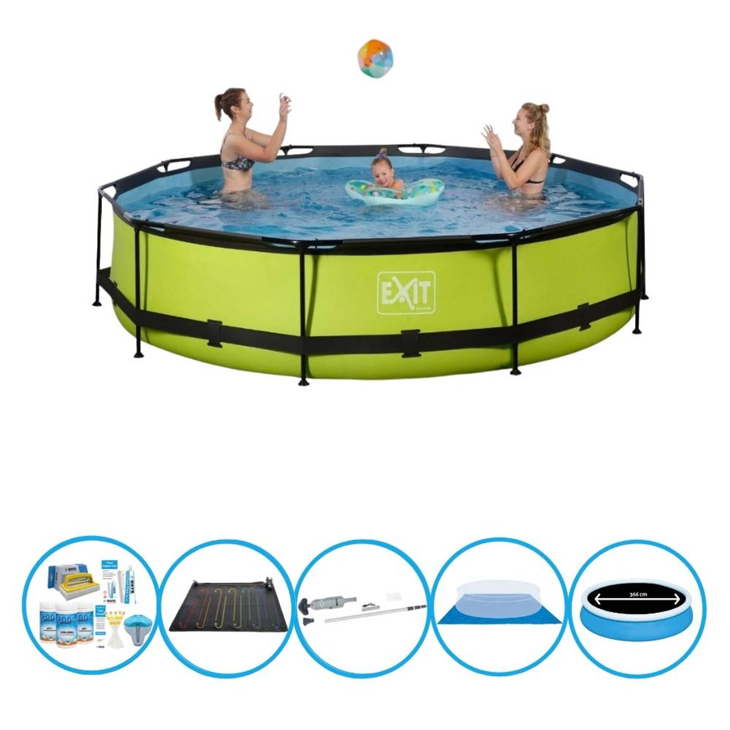 EXIT Toys Exit Zwembad Lime - Frame Pool ø360x76cm - Zwembad Combi Deal - Groen