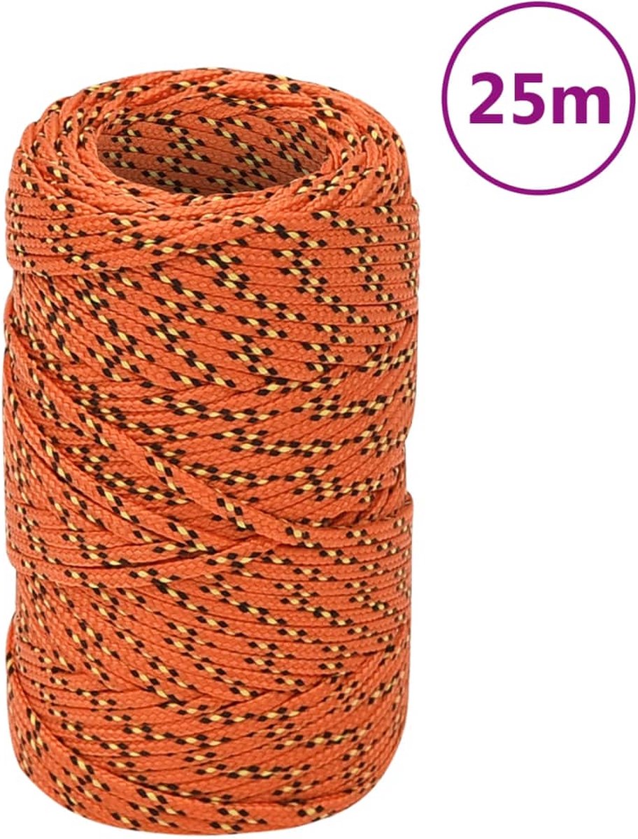 Vidaxl Boottouw 2 Mm 25 M Polypropyleen Oranje