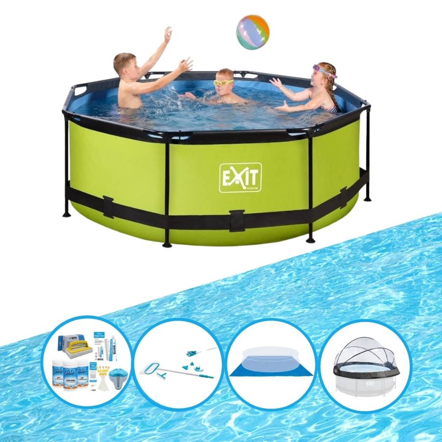 EXIT Toys Exit Zwembad Lime - ø244x76 Cm - Frame Pool - Compleet Zwembadpakket - Groen