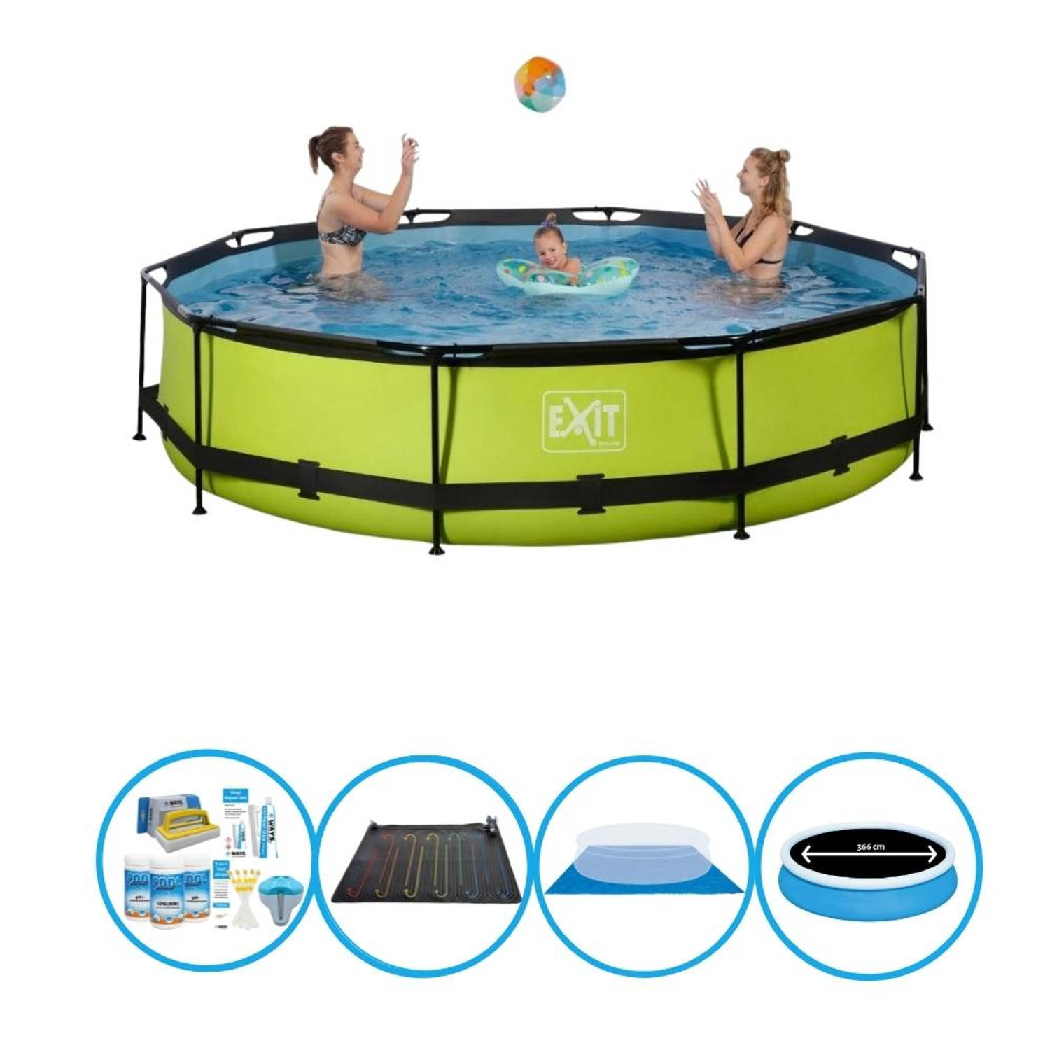 EXIT Toys Exit Zwembad Lime - Frame Pool ø360x76cm - Combi Deal - Groen