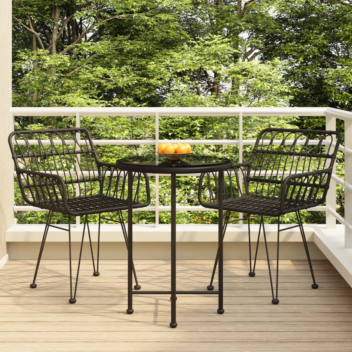 Vidaxl 3-delige Tuinset Poly Rattan - Zwart