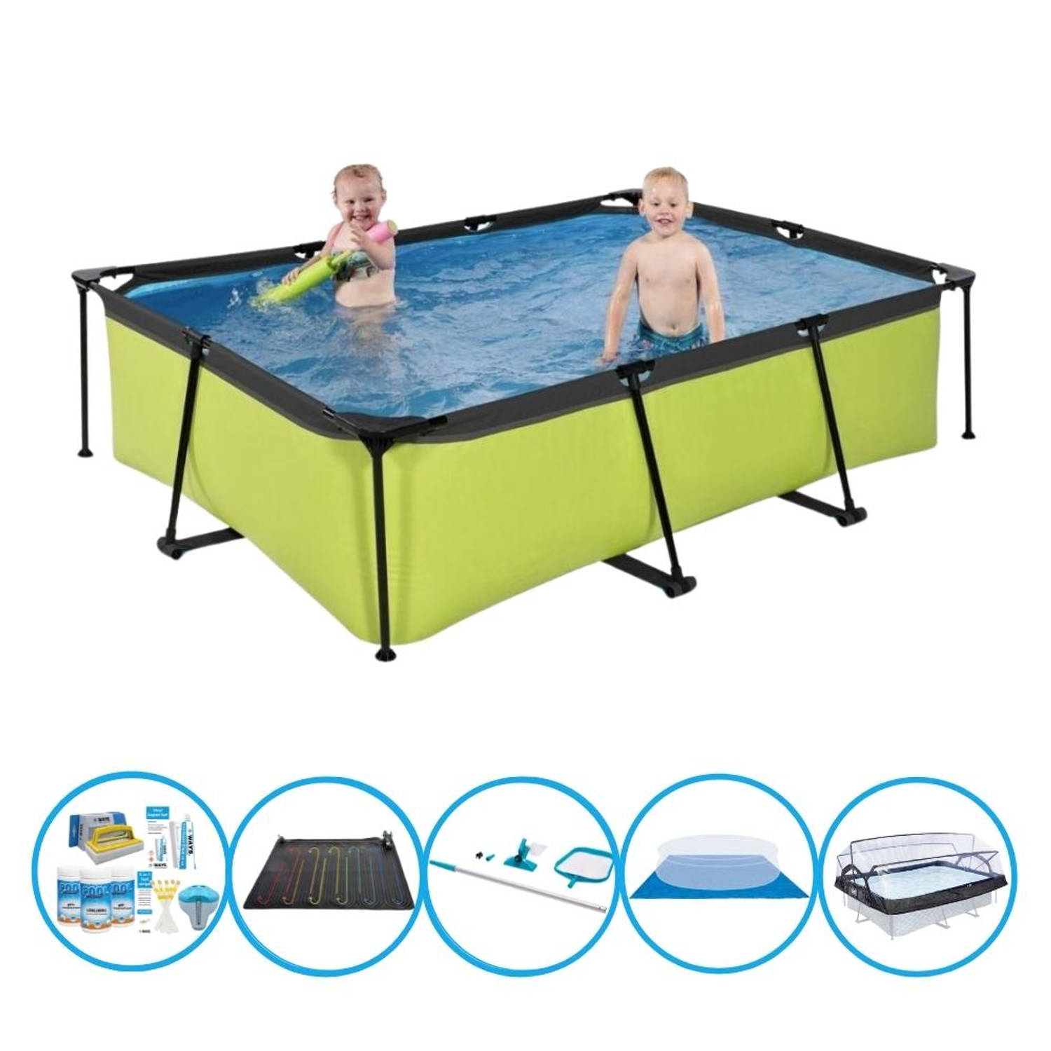 EXIT Toys Exit Zwembad Lime - 220x150x60 Cm - Frame Pool - Inclusief Accessoires - Groen