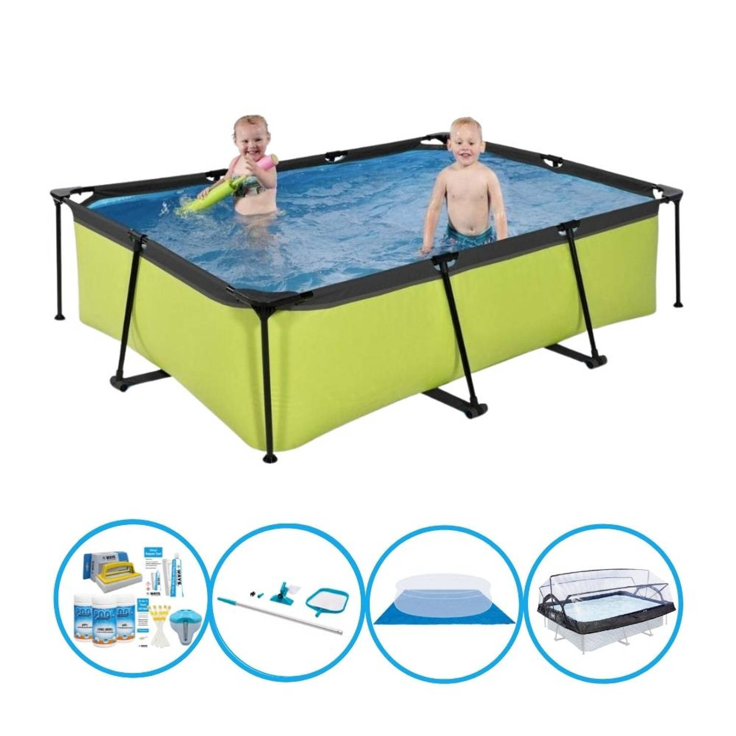 EXIT Toys Exit Zwembad Lime - 220x150x60 Cm - Frame Pool - Zwembadpakket - Groen