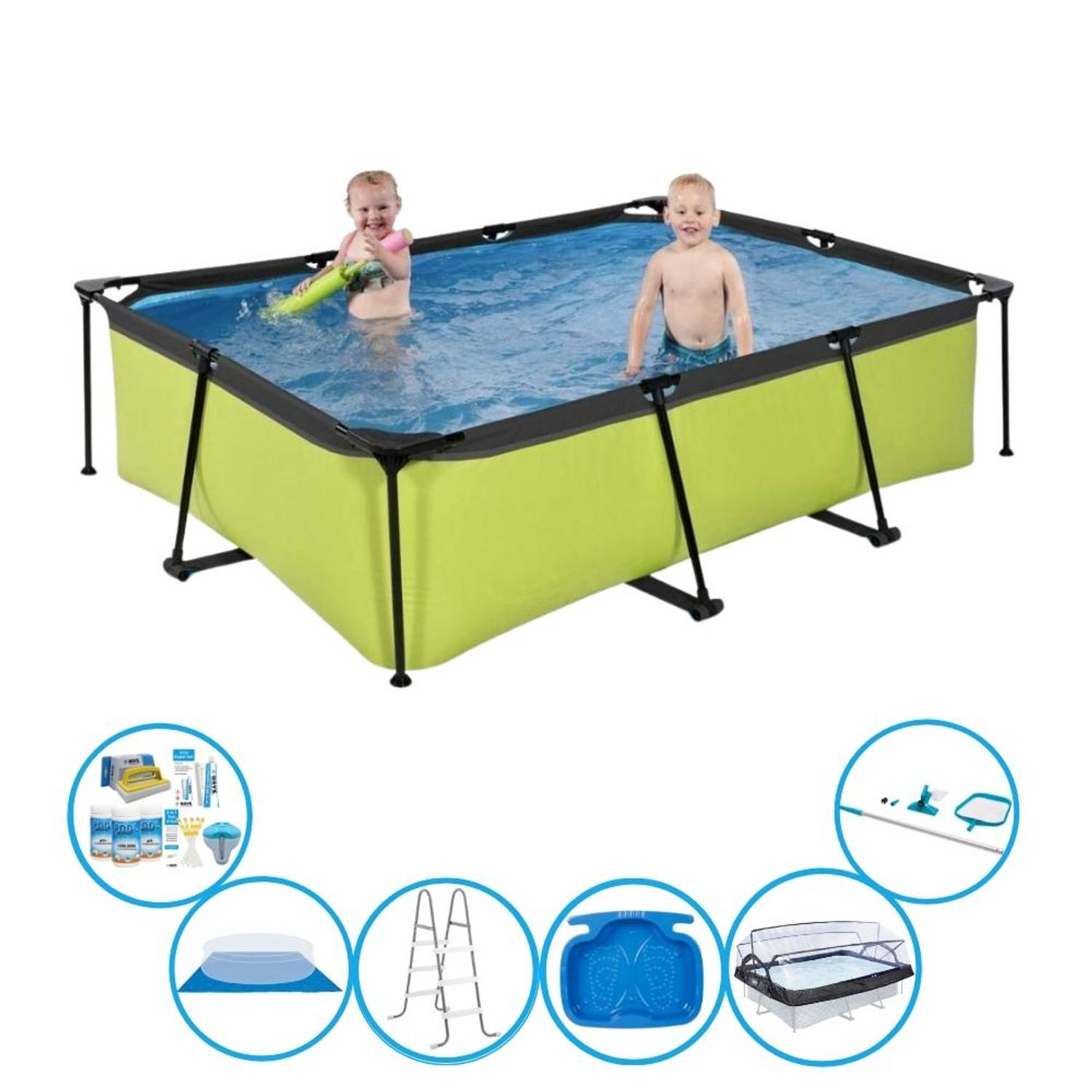 EXIT Toys Exit Zwembad Lime - 220x150x60 Cm - Frame Pool - Met Toebehoren - Groen