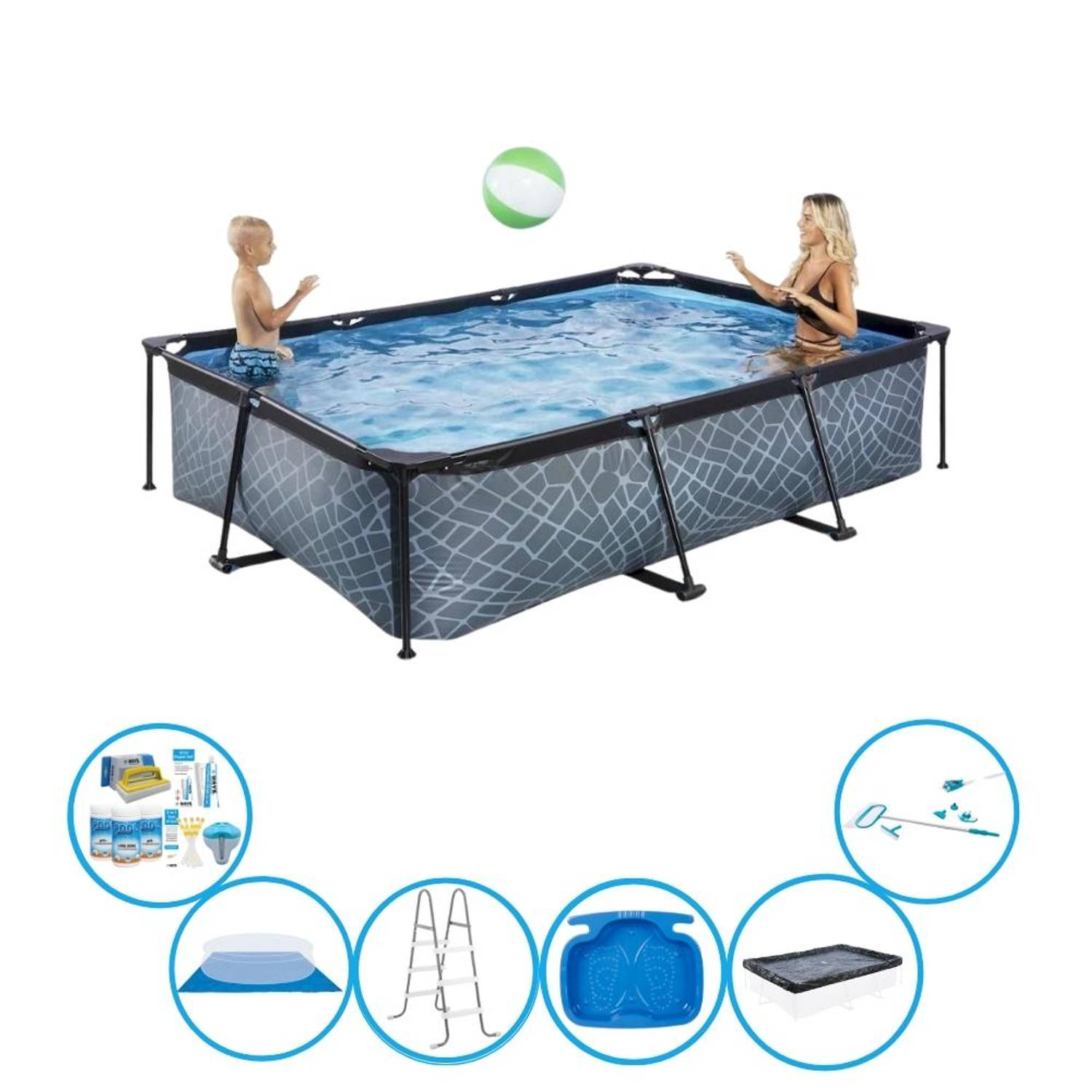 EXIT Toys Exit Zwembad Stone Grey - Frame Pool 300x200x65 Cm - Zwembadset - Grijs