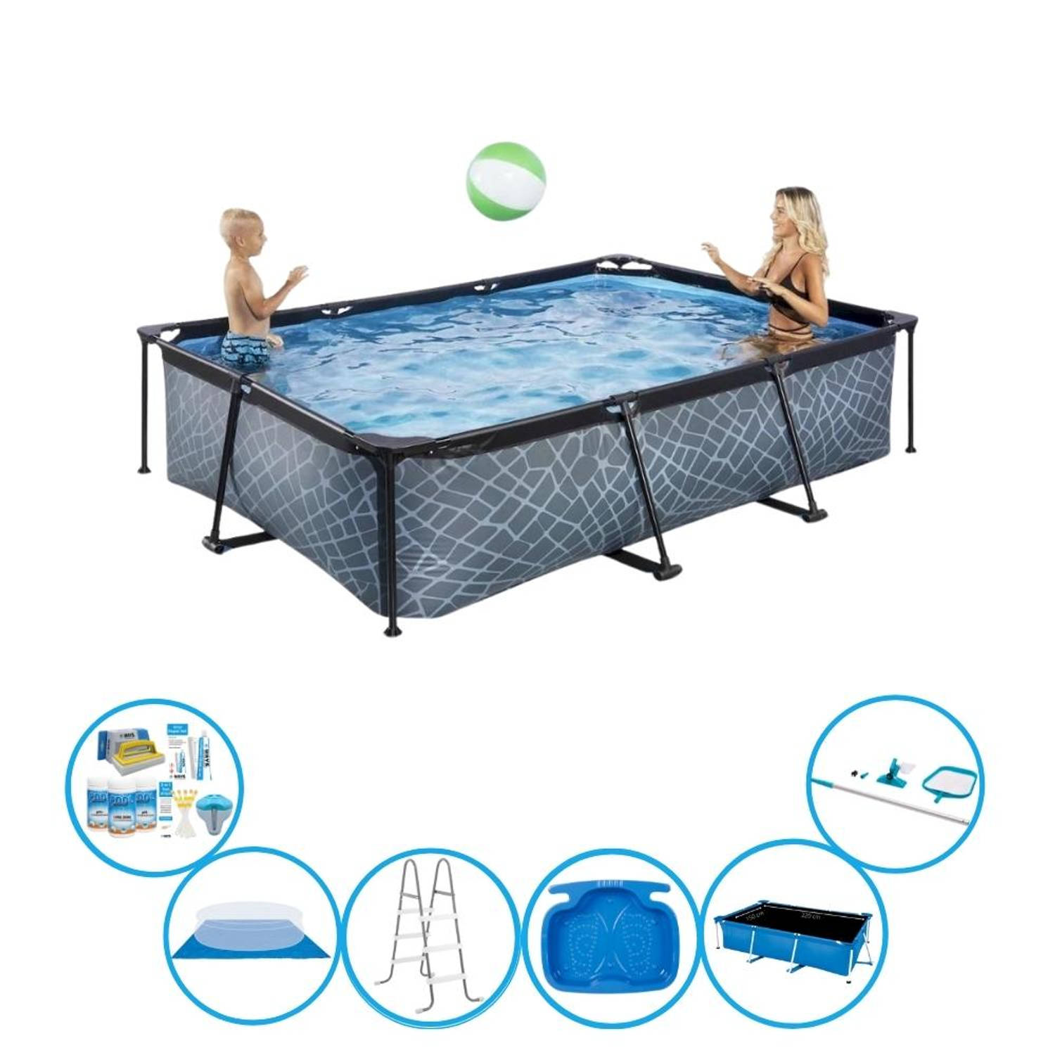 EXIT Toys Exit Zwembad Stone Grey - Frame Pool 300x200x65 Cm - Super Set - Grijs