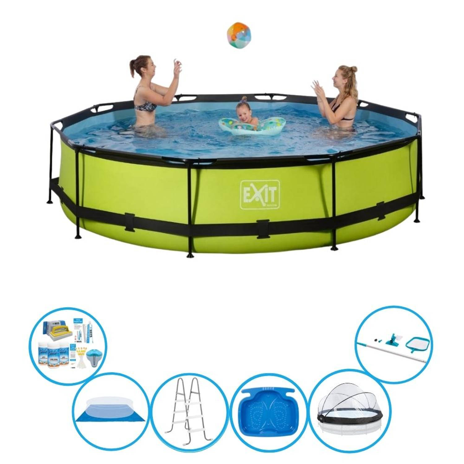 EXIT Toys Exit Zwembad Lime - ø360x76 Cm - Frame Pool - Met Toebehoren - Groen